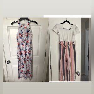 Trixxi “Three Pink Hearts” Floral Maxi Dress and Pantsuit Both Girls Size Large